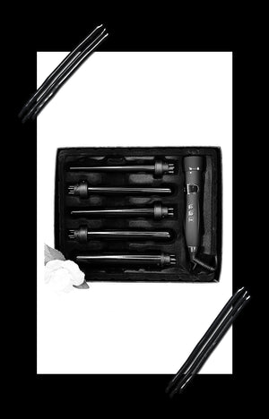 5 in 1 EBONY TITANIUM INTERCHANGEABLE CURLING WAND